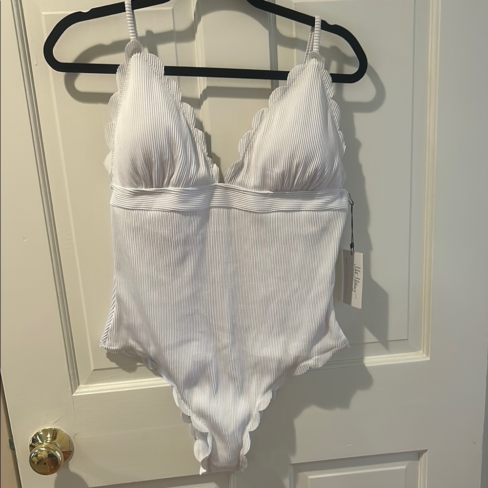 White Scalloped One-Piece Swimsuit